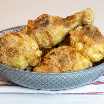 Instructions for how to make fried chicken in an air fryer. Works with toaster oven and other types of air fryer units like Phillips and Instant Pot.