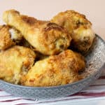 Instructions for how to make fried chicken in an air fryer. Works with toaster oven and other types of air fryer units like Phillips and Instant Pot.