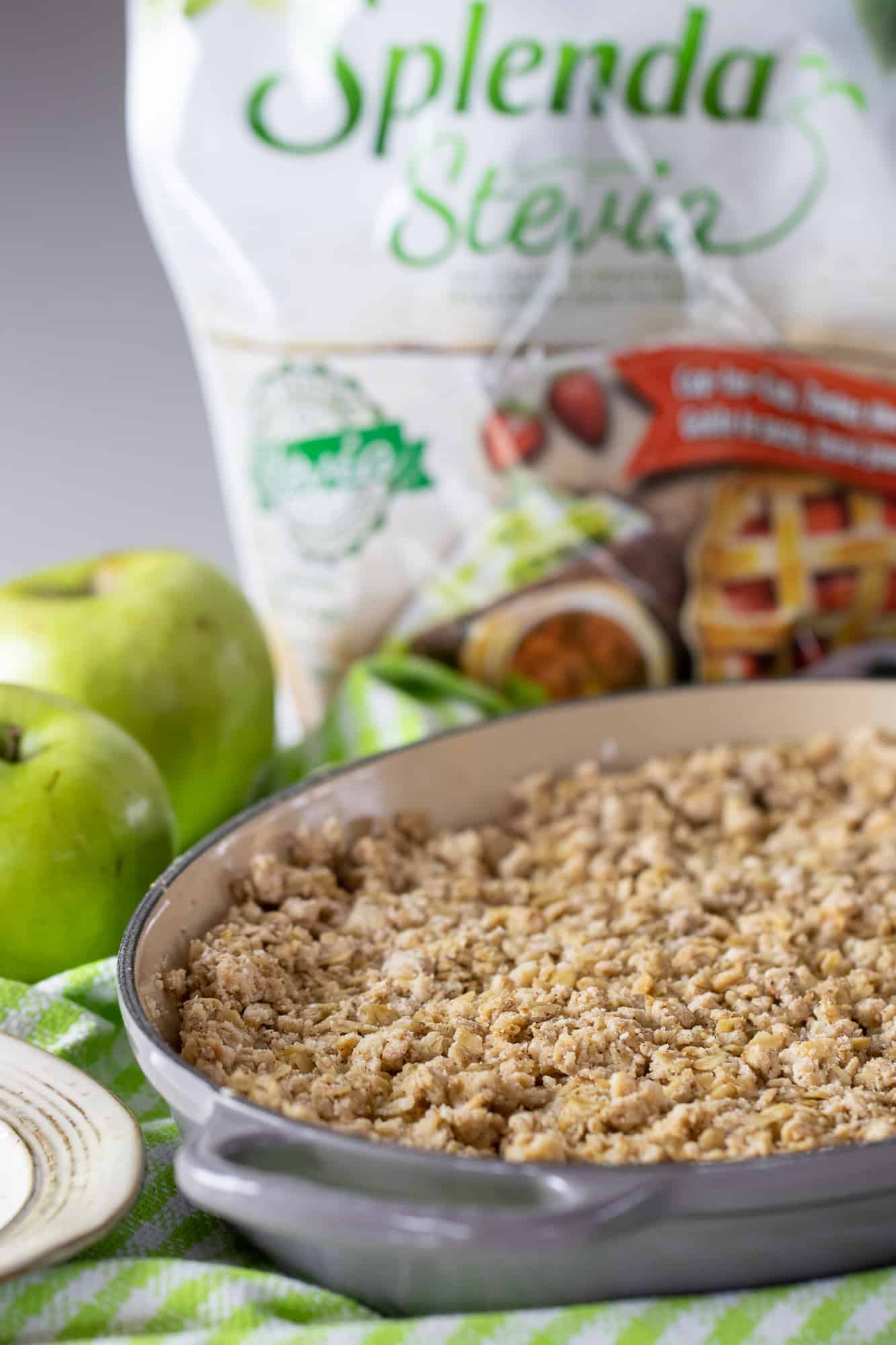 Apple Crumble in a casserole dish