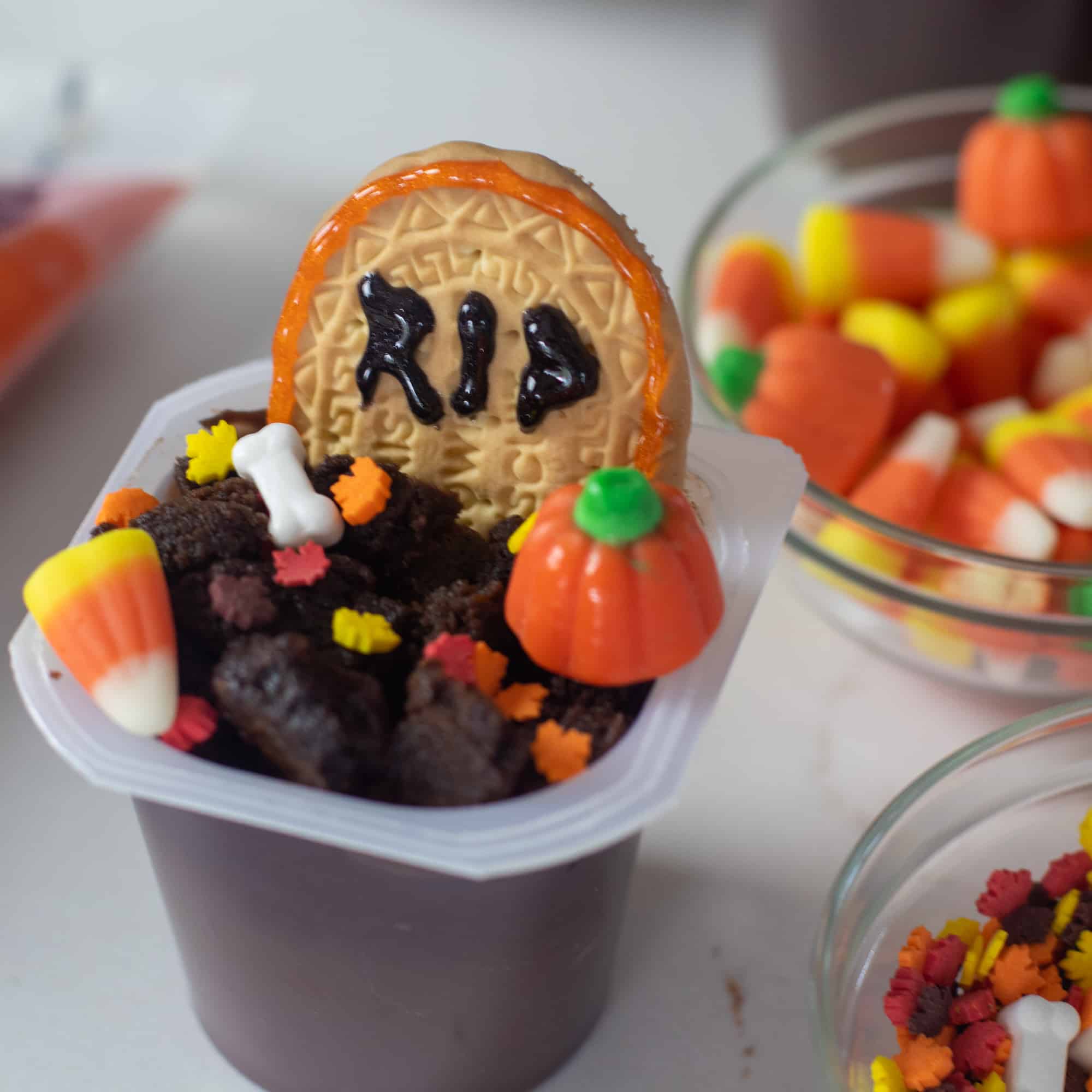 Halloween Pudding Cup Graveyard sprinkles