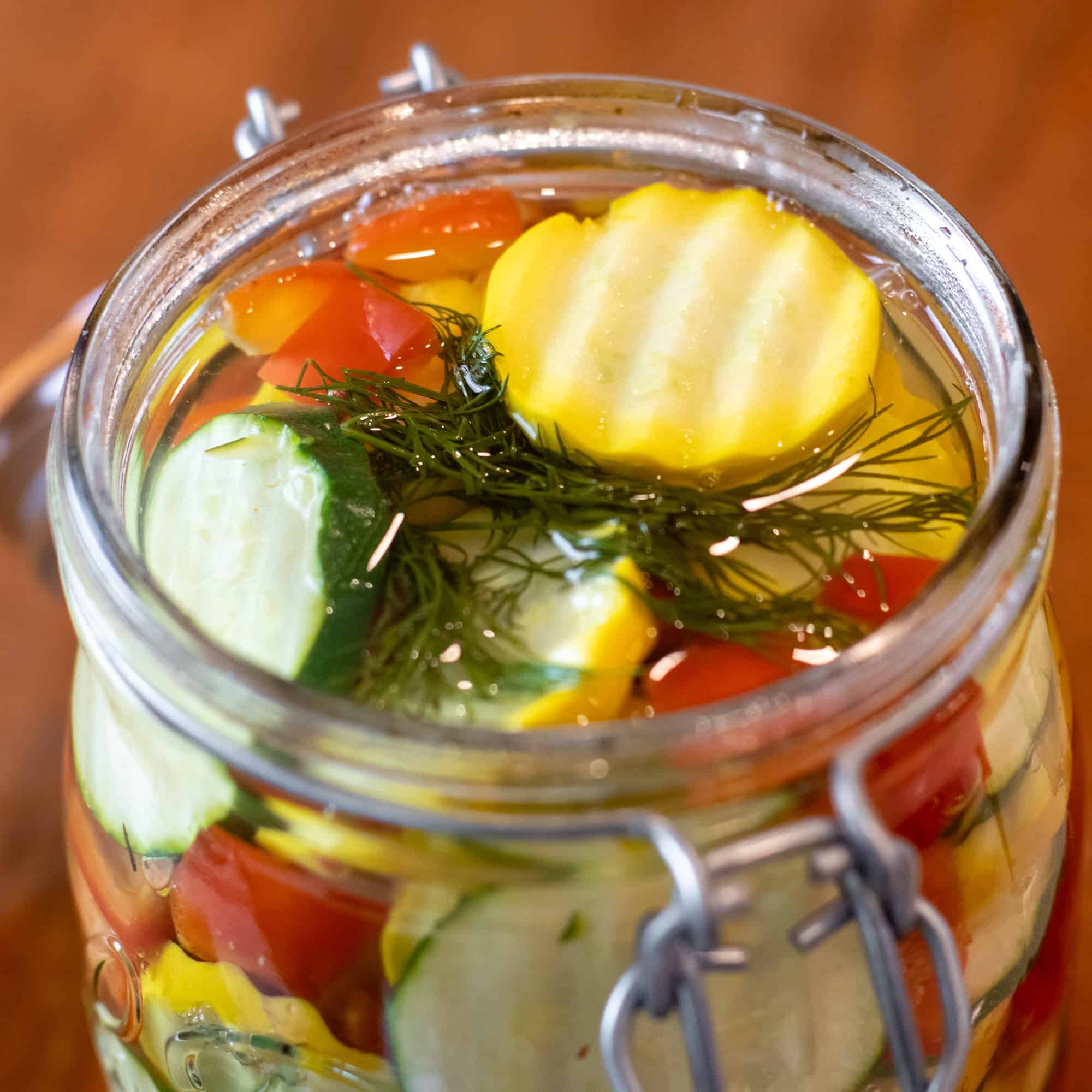 Fill brine to cover the zucchini.