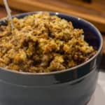 Turkey stuffing recipe made with ground beef, onion, celery and stuffing mix. The perfect stuffing for holiday dinners like christmas and thanksgiving.