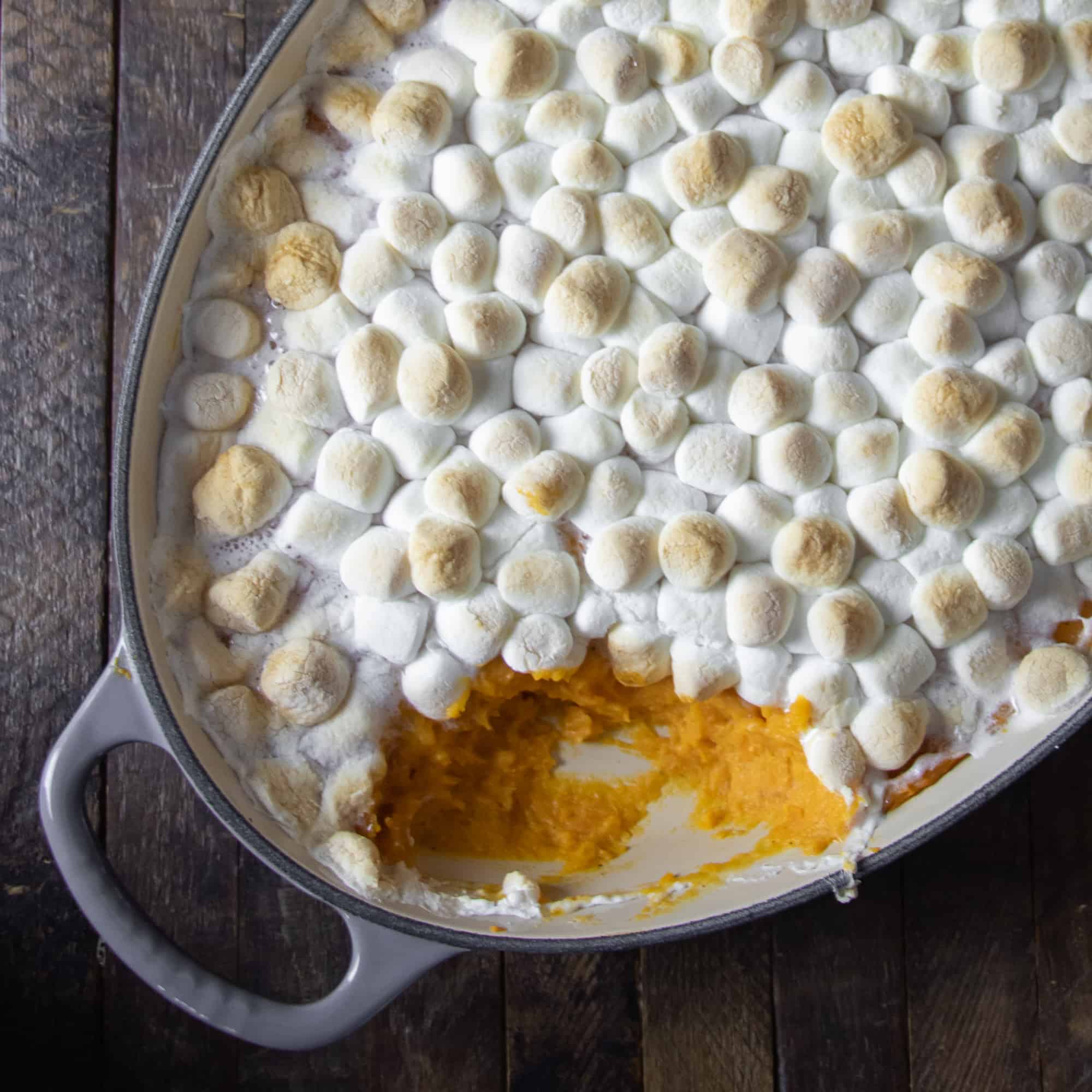 This sweet potato casserole is a classic Thanksgiving side dish. Creamy and buttery filling with toasted marshmallow topping.