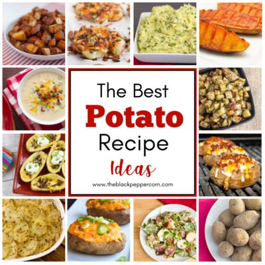 12 great potato recipe ideas that include baked, roasted, grilled boiled and so much more. These are some great side dish recipes using potatoes!