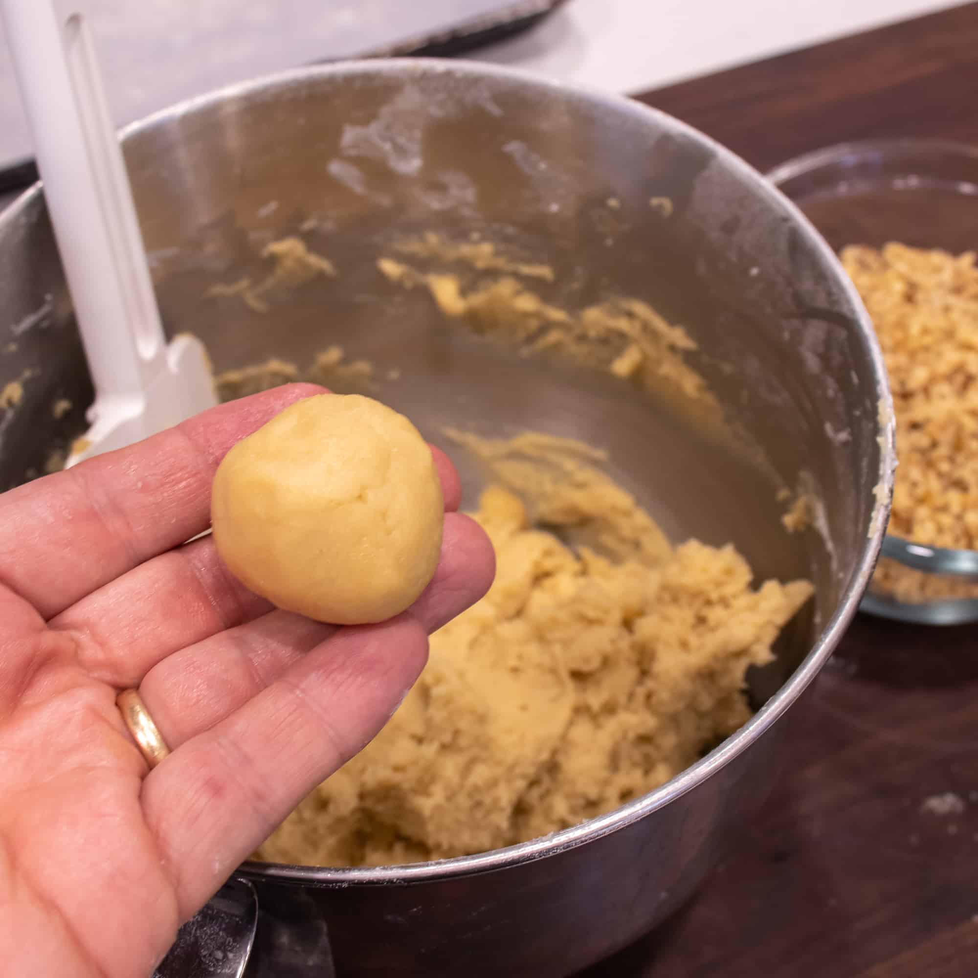 Roll some of the dough into a small ball.
