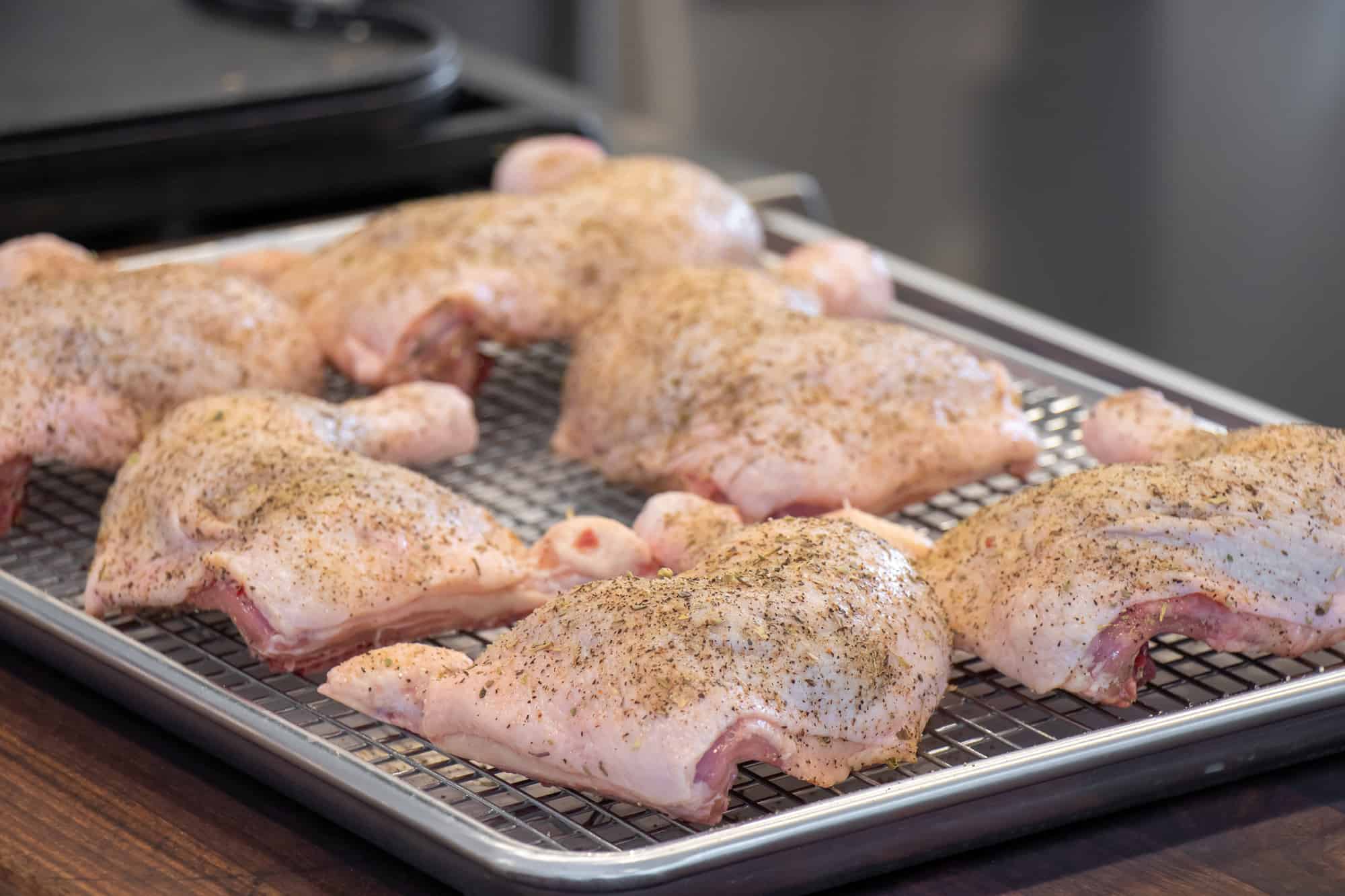 Bake the chicken legs for 75 minutes.