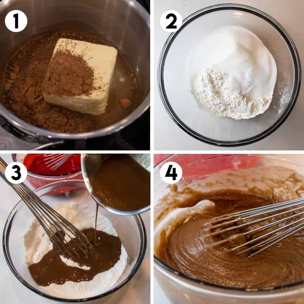 Step by step photos for how to make cake batter