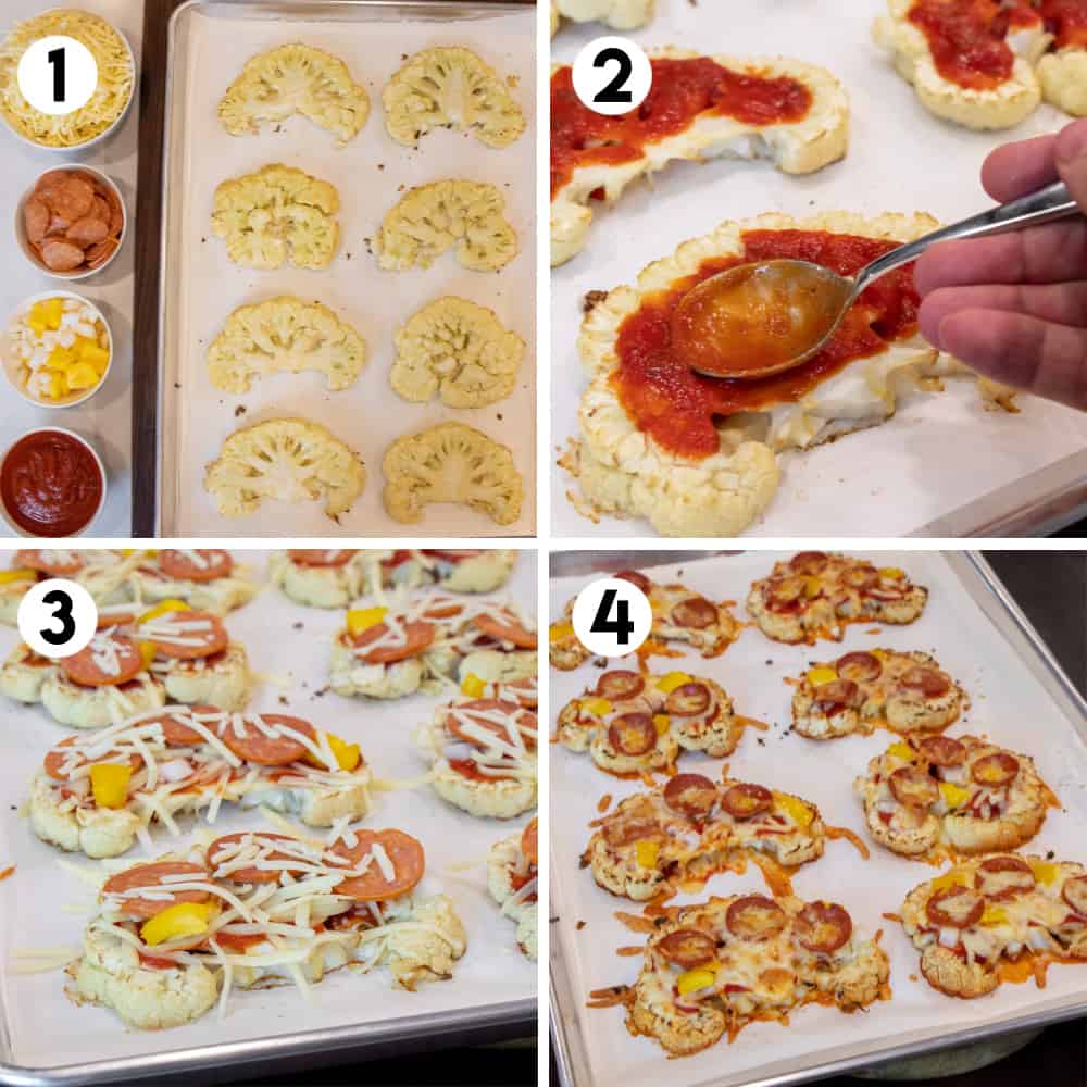 Step by step ways for how to assemble a cauliflower pizza