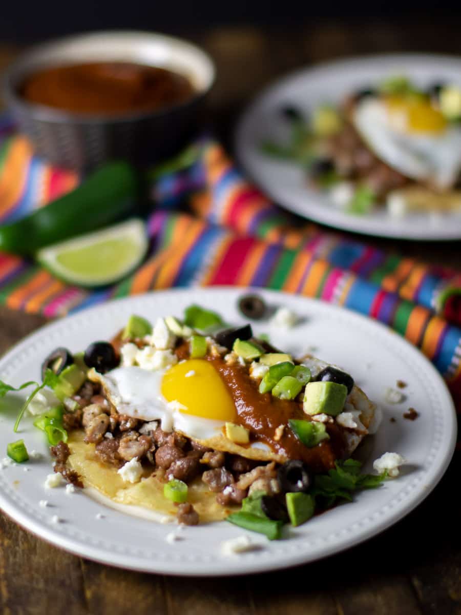 An overhead image of Mexican huevos rancheros.