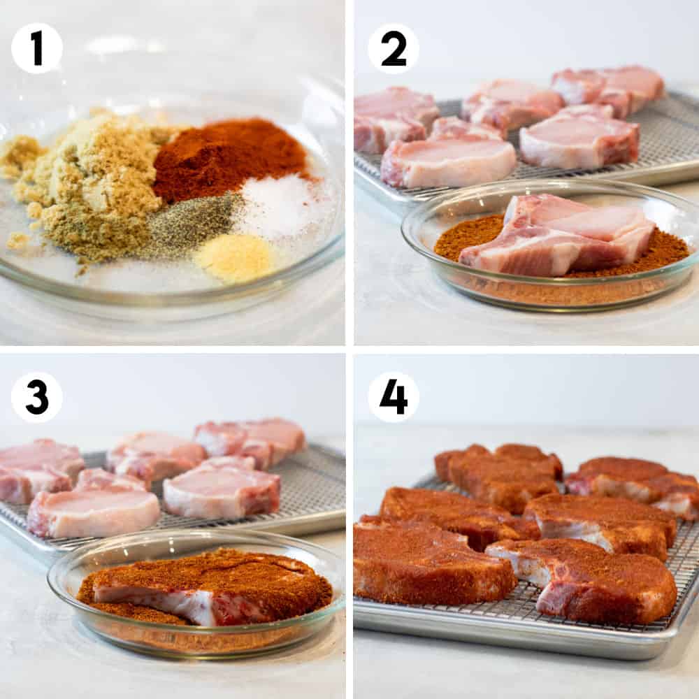 Step by step photos for how to season the pork.