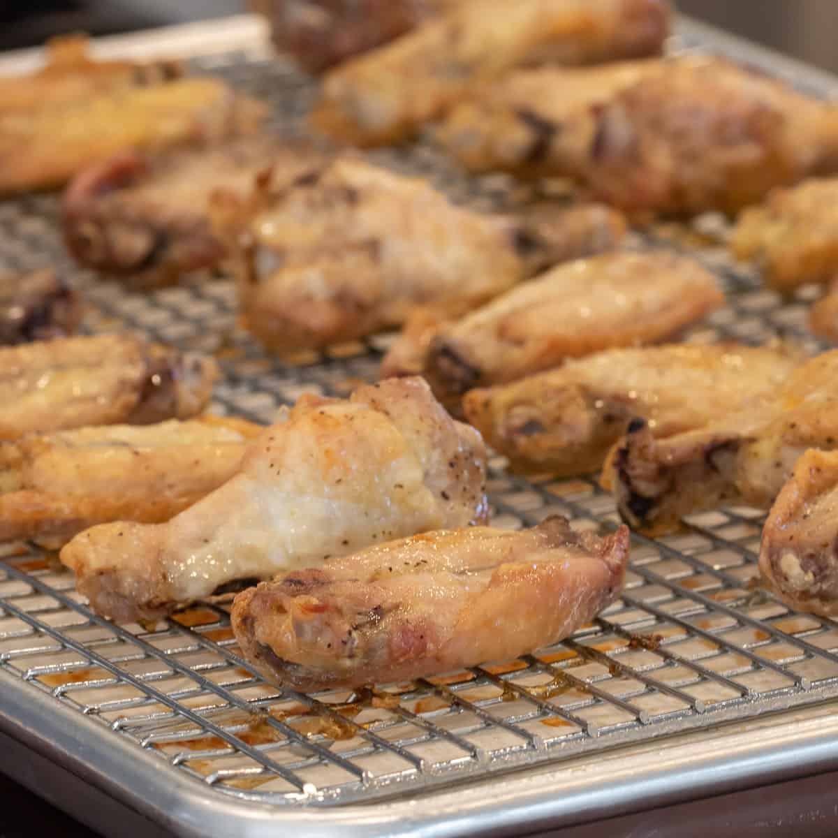 Wings that a crispy and just out of the oven.