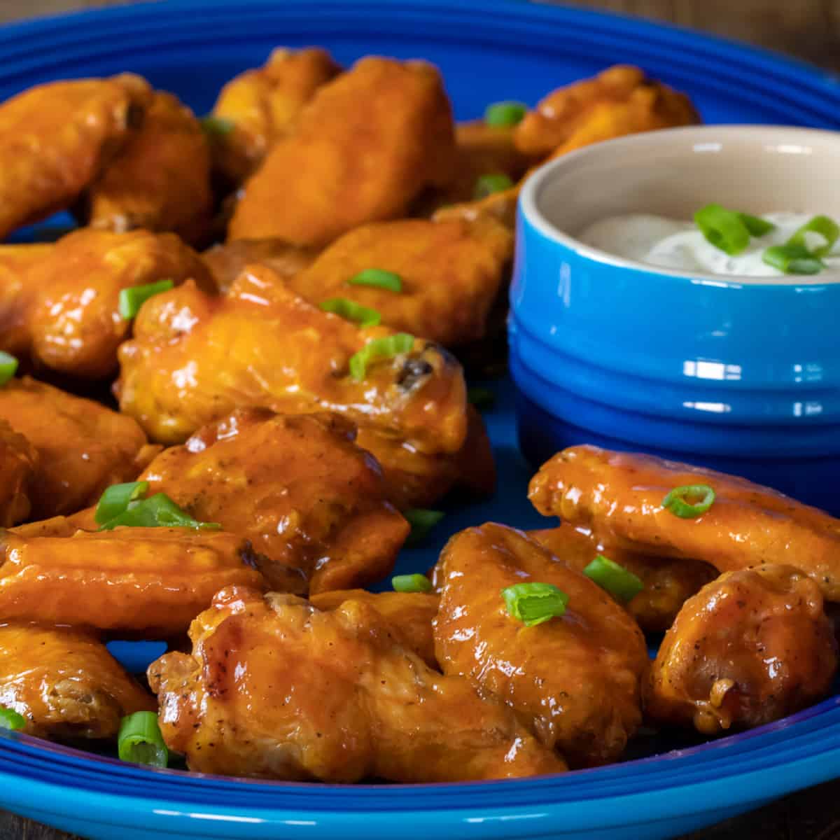 A close up image of buffalo wings.