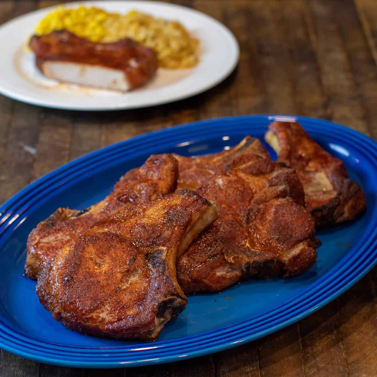 An overhead shot of a platter of food.