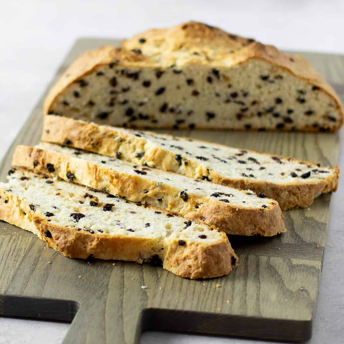 Angled picture of bread slices.