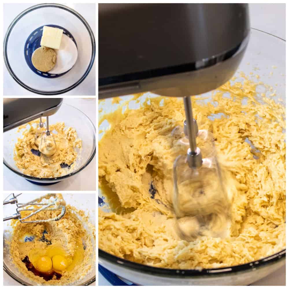 Images showing the steps for how to make cookie dough.