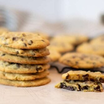 A wide picture of a stack of cookies.