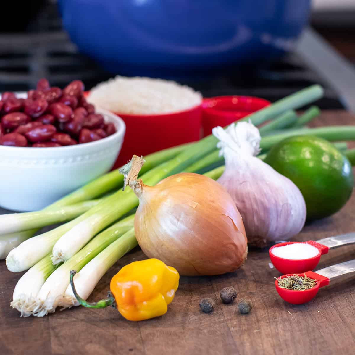 Ingredients for this recipe on a cutting board.