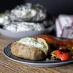 A close up image of a baked potato.