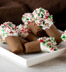 A plate of chocolate Christmas cookies.
