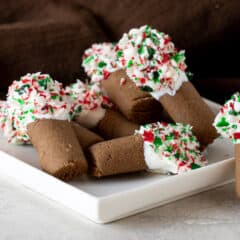 A plate of chocolate Christmas cookies.