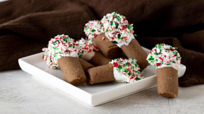 A plate of chocolate Christmas cookies.