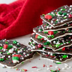 A stack of Christmas chocolates.