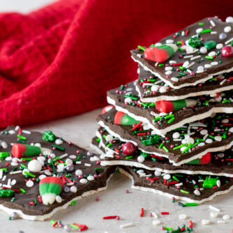 A stack of Christmas chocolates.