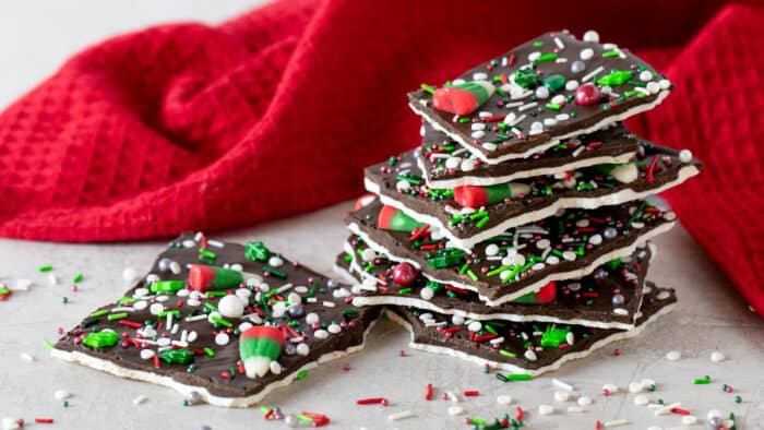 A stack of Christmas chocolates.