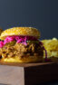 Pulled pork sandwiches with red cabbage slaw