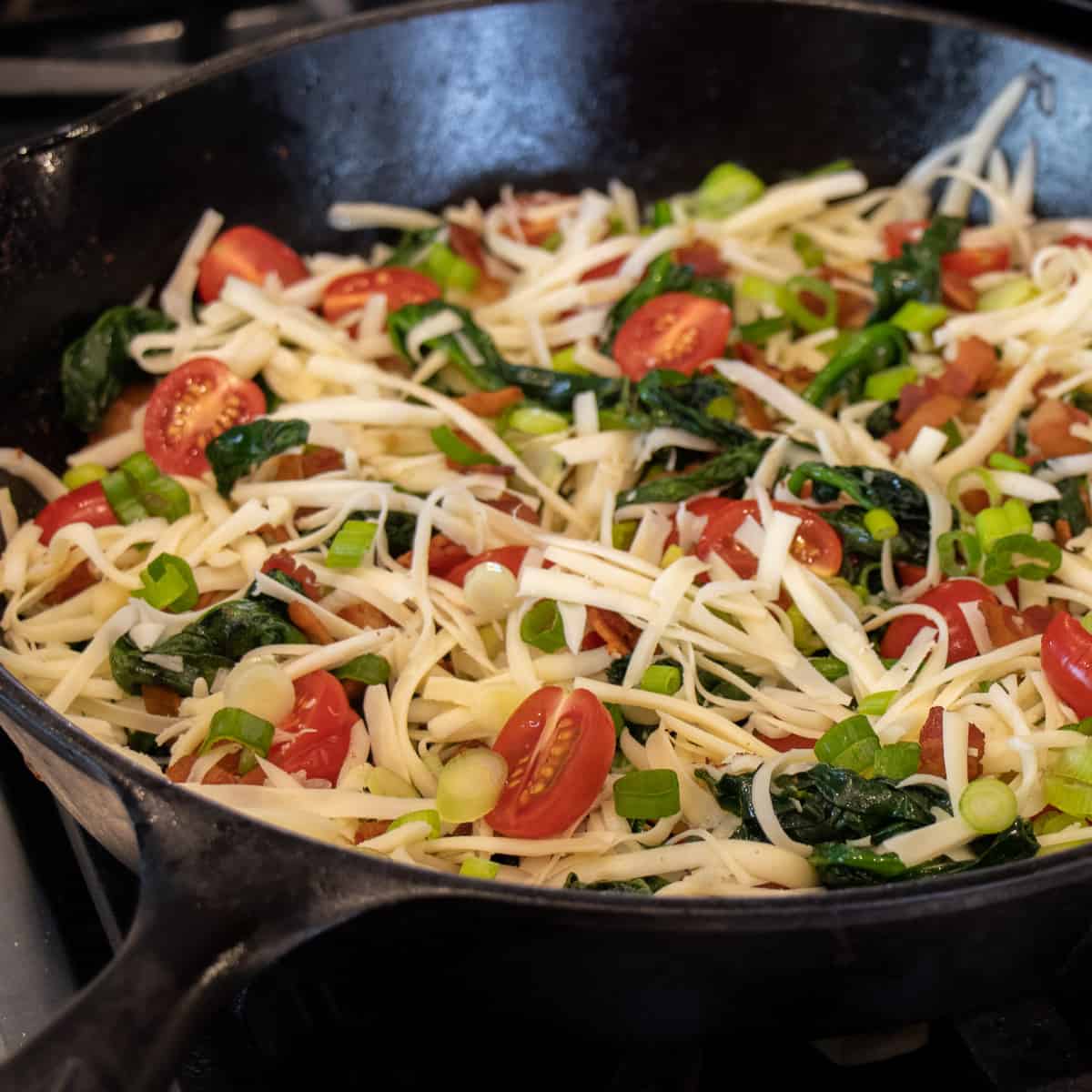 Everything but the eggs and milk for the frittata added to the pan.