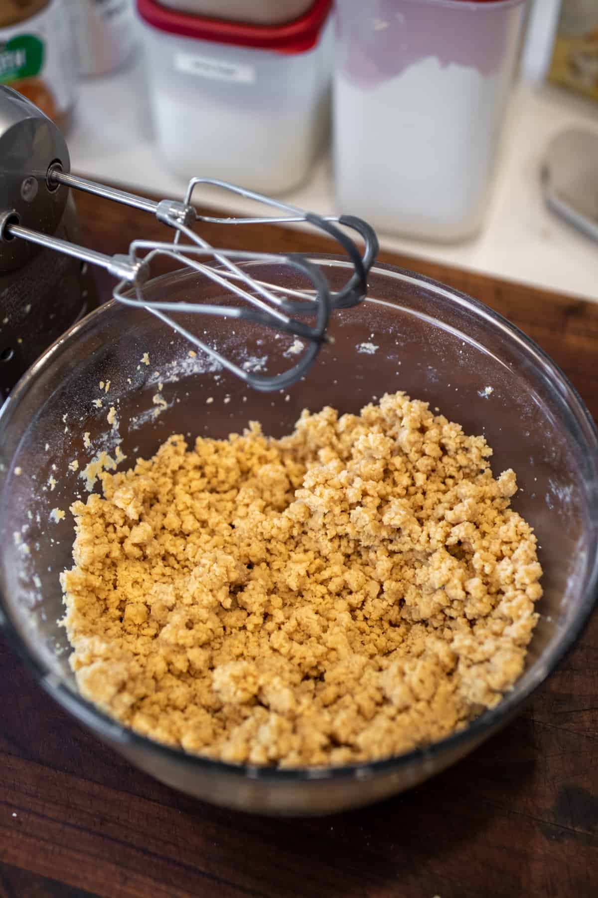 Cookie dough mixed and ready to shape into balls.