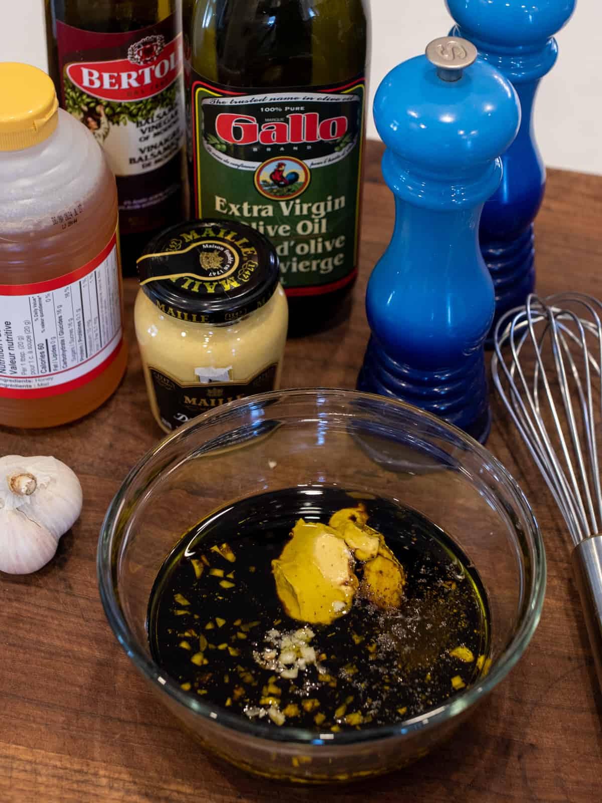 Ingredients all measured and added to a glass mixing bowl.