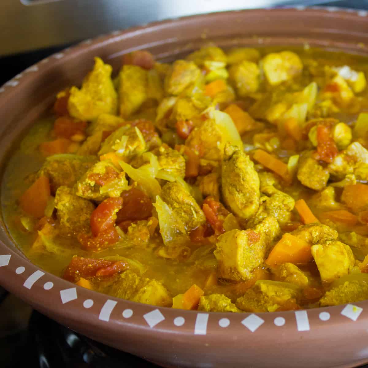 Tagine after it has finished simmering.