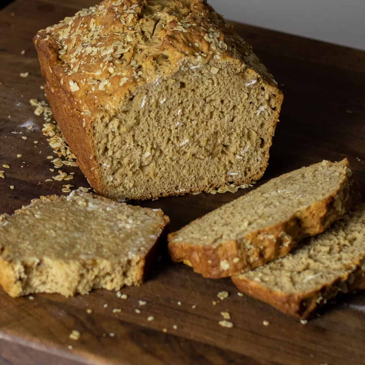 Guinness bread slice spread with butter.