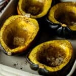 Close up picture of cooked acorn squash.