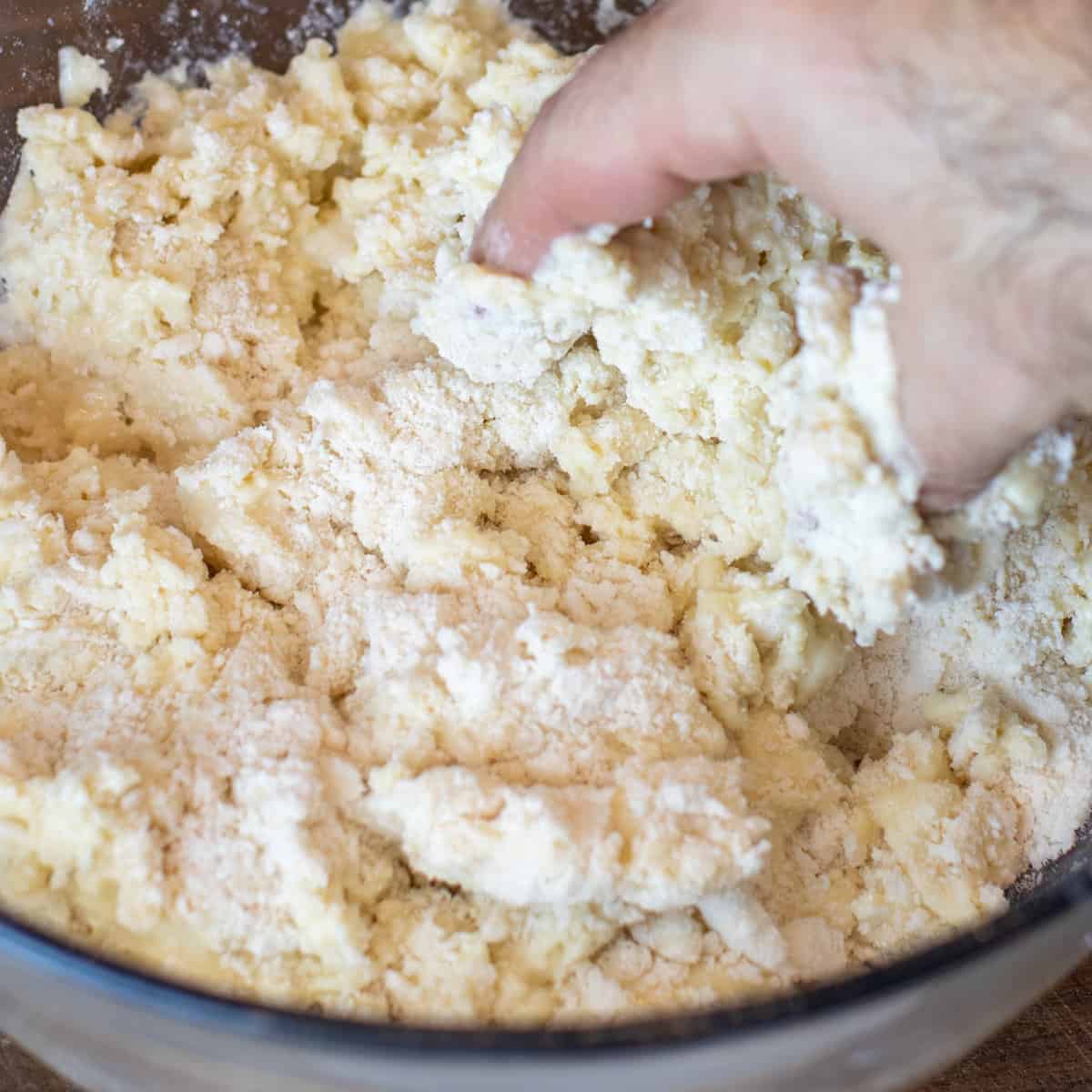 Scone dough being mixed.
