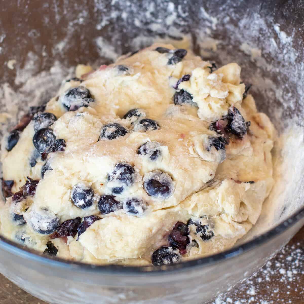Blueberry scone dough mixed and ready.