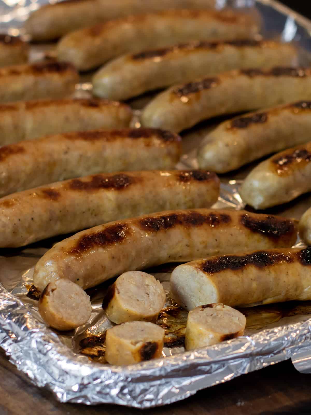 Italian sausage cooked and sliced.