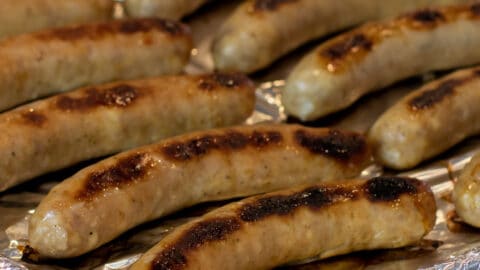 Oven cooking sausages top