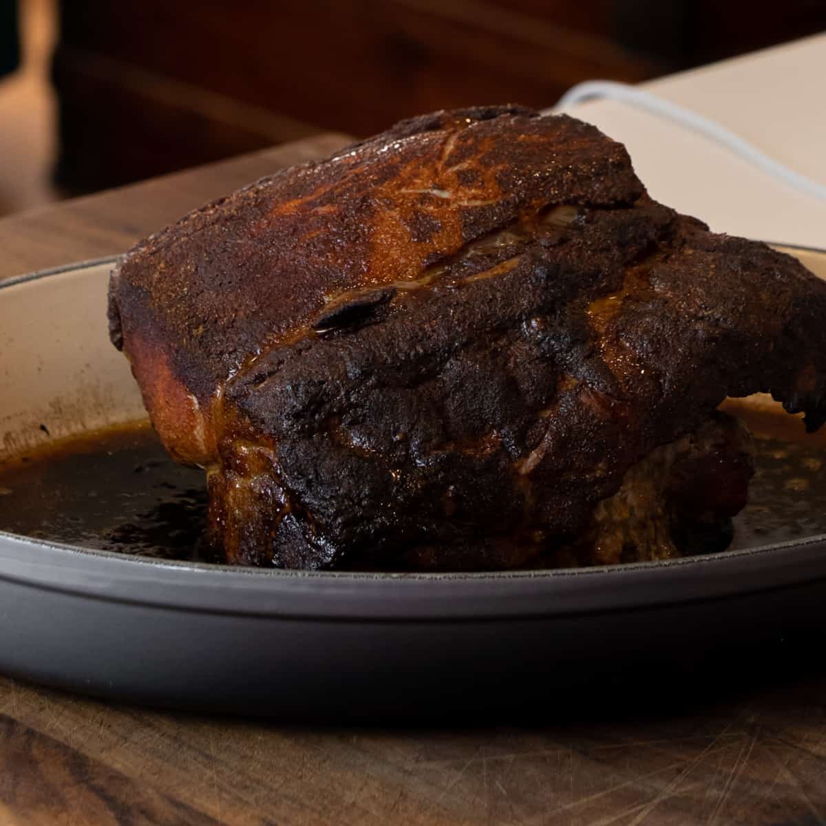 Cooked pork roast just taken out of the oven.