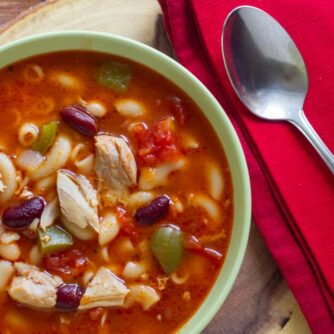 Overhead picture of a bowl of soup.