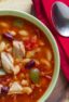 Overhead picture of a bowl of soup.