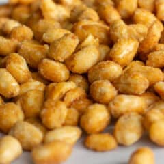 A pile of honey roasted peanuts
