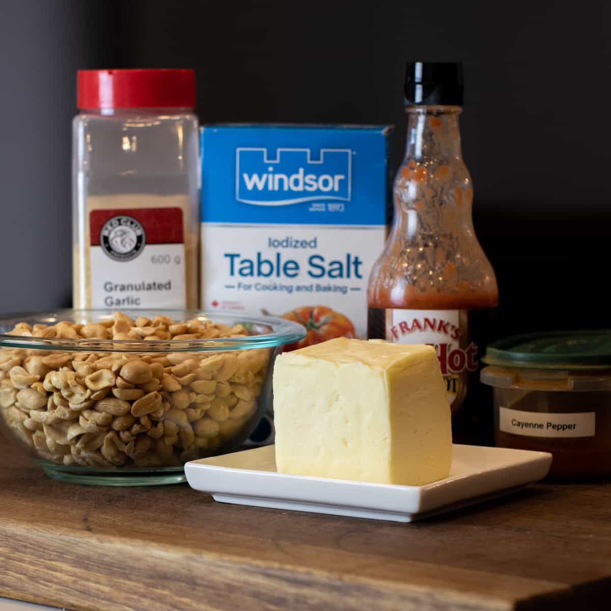 Ingredients placed on a cutting board.