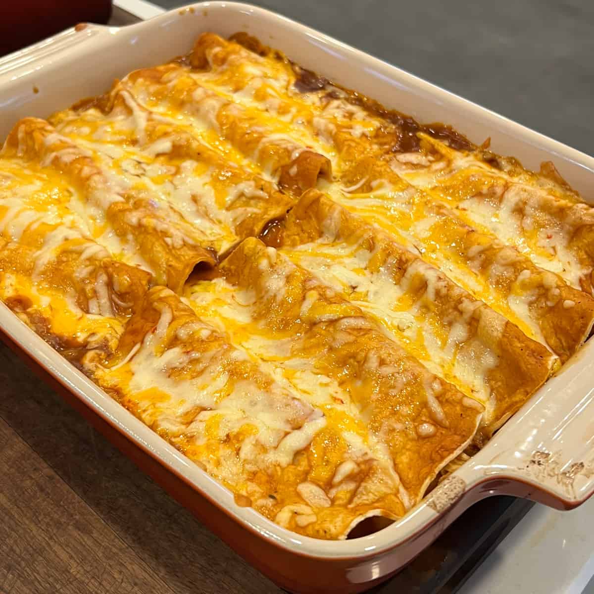 Baked enchiladas right out of the oven.