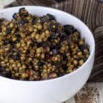 Close up picture of wheat berry side dish.