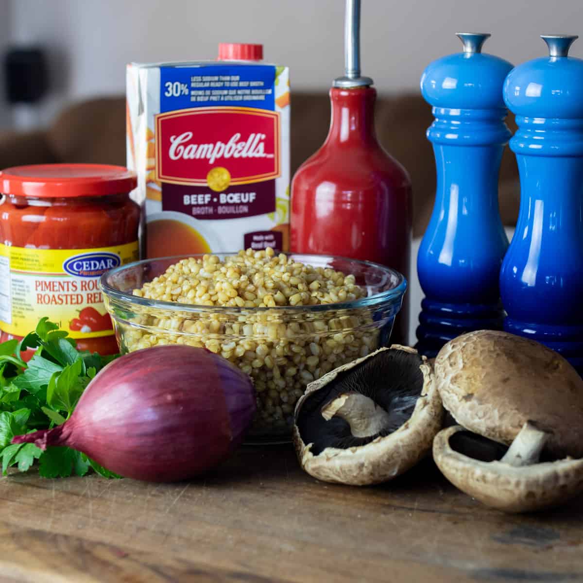 Ingredients for side dish gathered and placed on a cutting board.