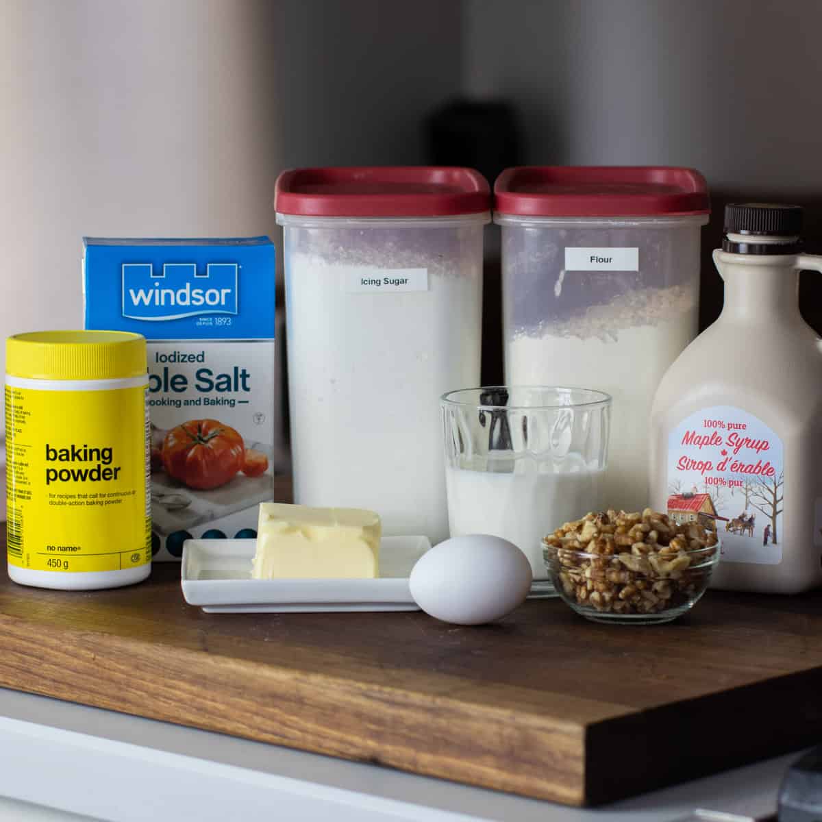 Ingredients collected and placed on a cutting board.