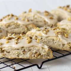 Eight scones on a cooling rack.