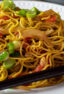 Close up picture of Chinese noodles.